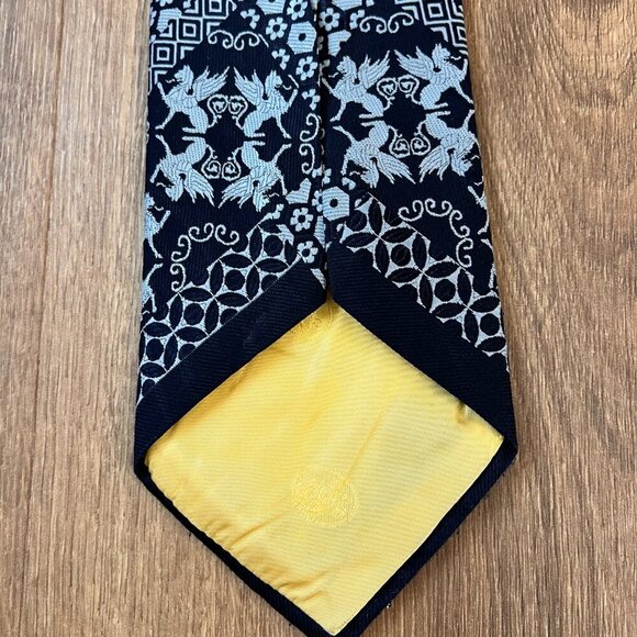 Vintage Oscar de la Renta Griffin 70's Polyester Blue Tie - Picture 8 of 9